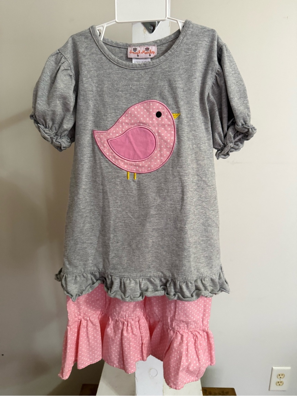 Smock Monkey Bird Appliqué Outfit - Picture 3 of 13